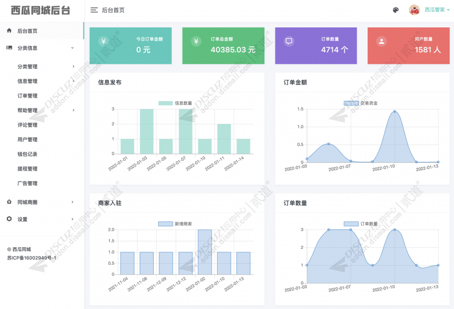 discuz西瓜同城后台截图1 discuz西瓜同城后台截图1