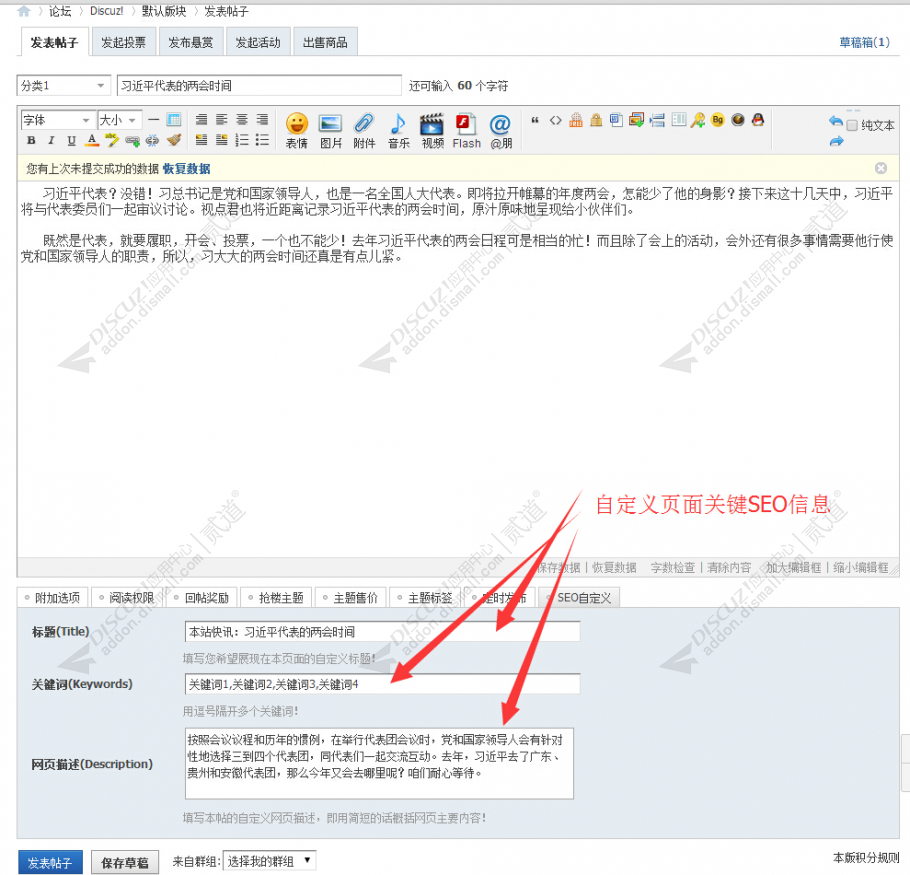 discuzSEO信息自定义截图1 discuzSEO信息自定义截图1