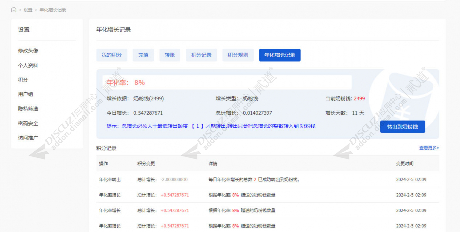 discuz积分年化率增长截图1 discuz积分年化率增长截图1
