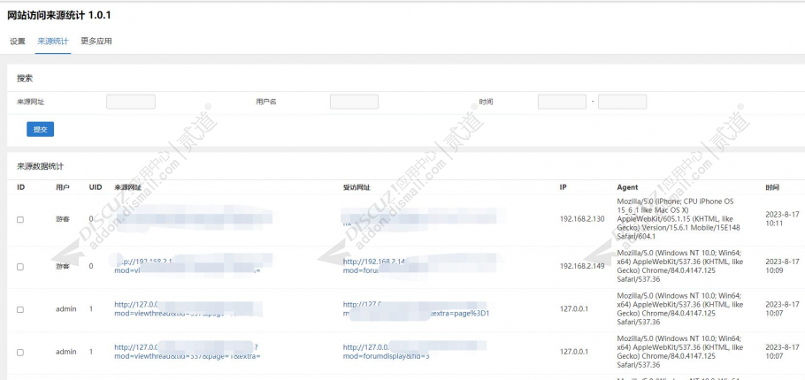 discuz网站访问来源统计截图2 discuz网站访问来源统计截图2